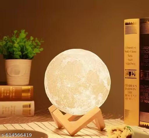 Sensor touch color changing 3D moon lamp close-up
